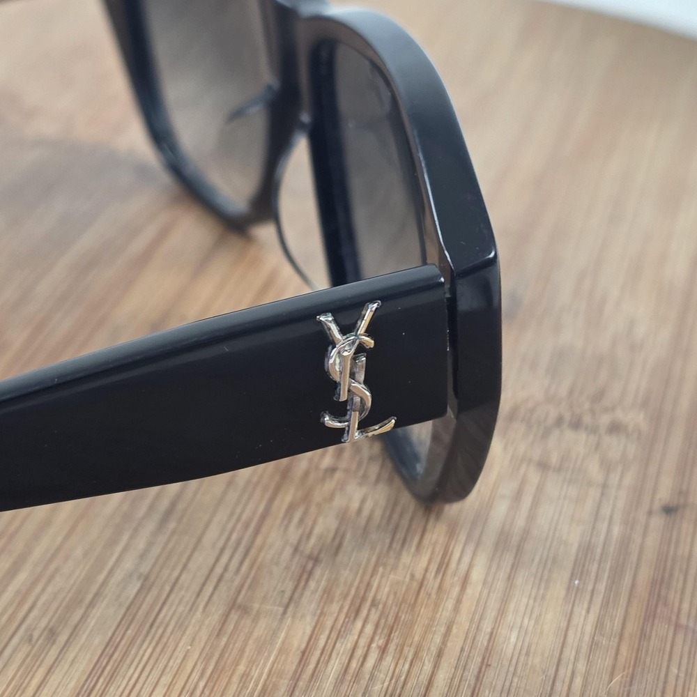 Saint Laurent SL M48/F Sunglasses Womens 57-15 Black Gray Cat Eye Gradient Italy - Picture 11 of 16